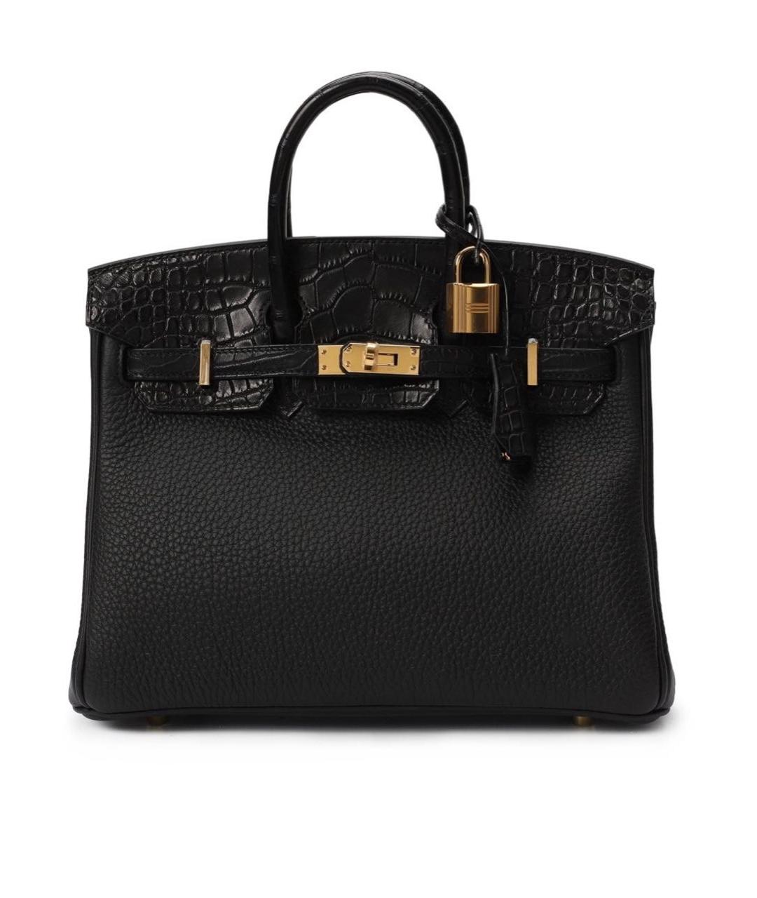 HERMES Черная кожаная сумка с короткими ручками, фото 1