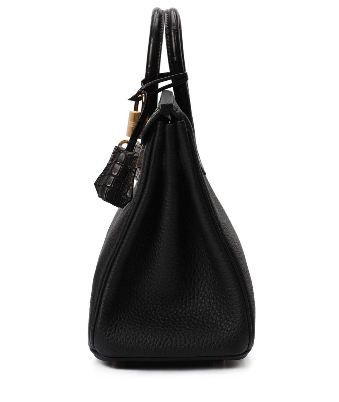 HERMES Черная кожаная сумка с короткими ручками, фото 3