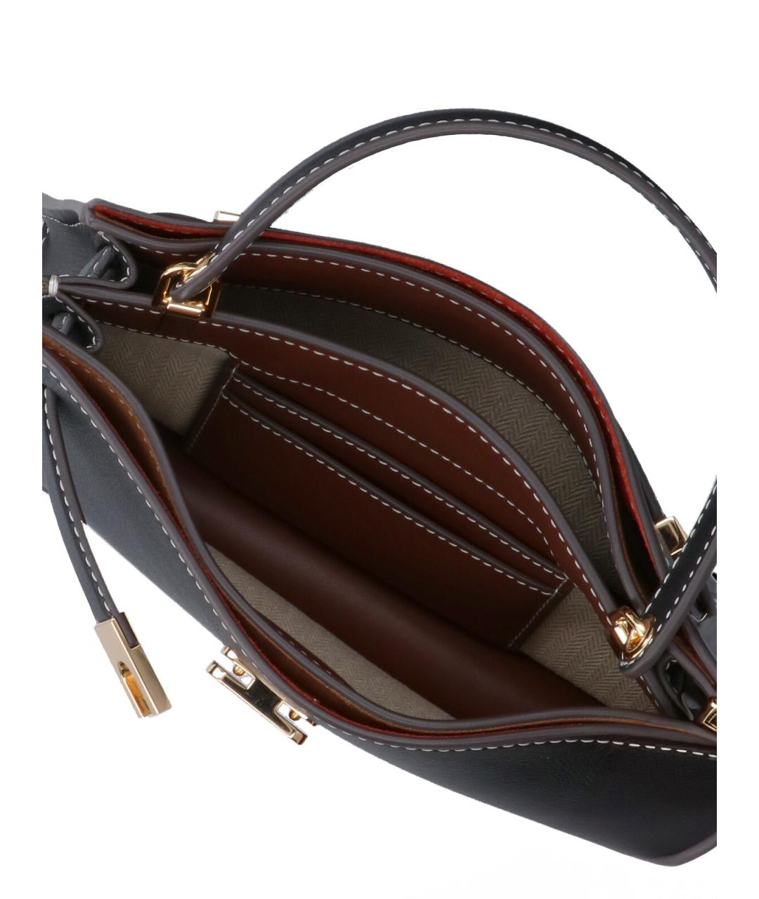 TORY BURCH Черная кожаная сумка с короткими ручками, фото 4