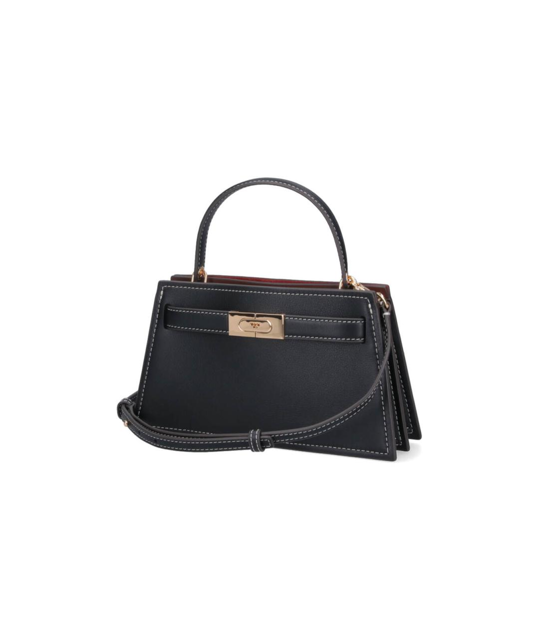 TORY BURCH Черная кожаная сумка с короткими ручками, фото 2