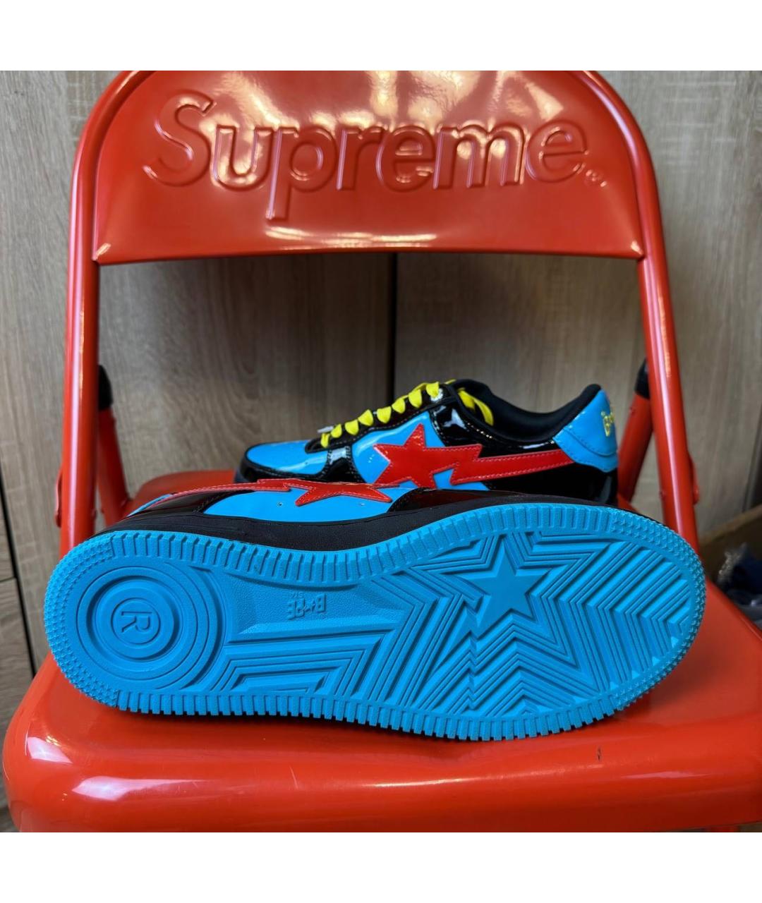 BAPE Мульти низкие кроссовки / кеды из лакированной кожи, фото 5