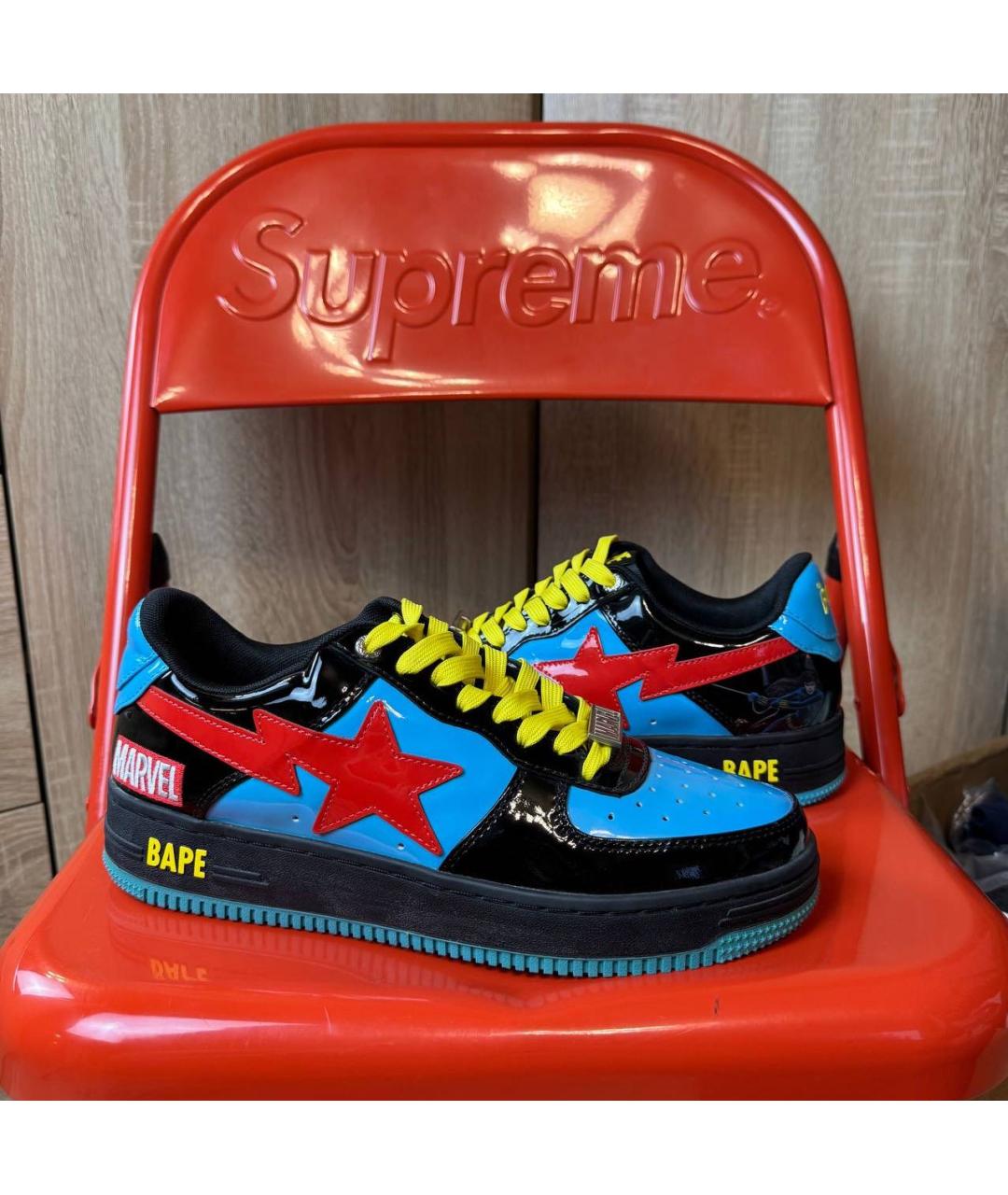 BAPE Мульти низкие кроссовки / кеды из лакированной кожи, фото 8