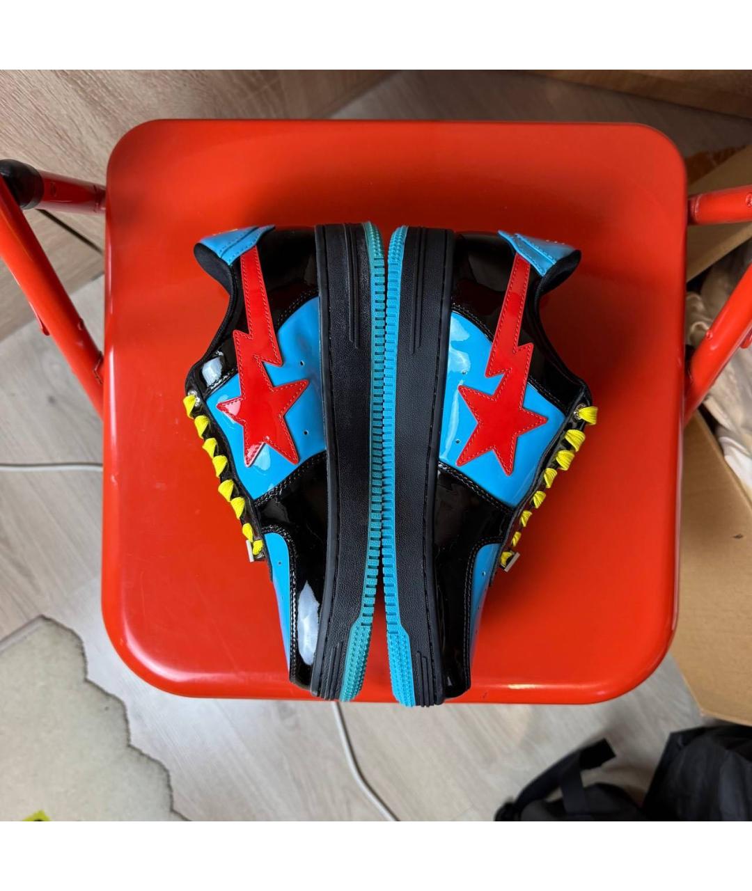 BAPE Мульти низкие кроссовки / кеды из лакированной кожи, фото 7