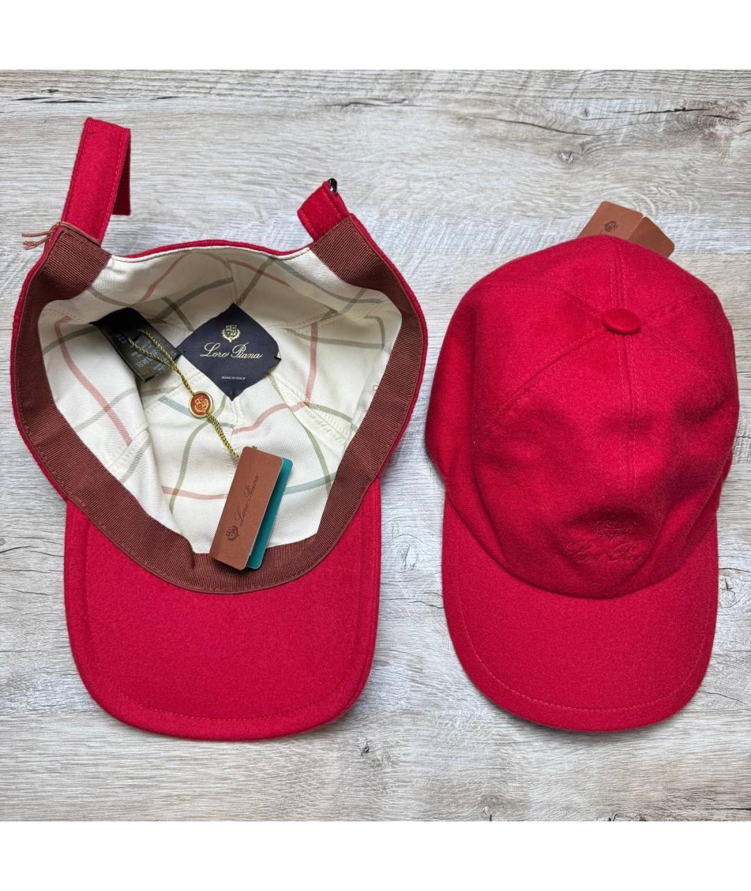 LORO PIANA Красная кашемировая кепка/бейсболка, фото 3