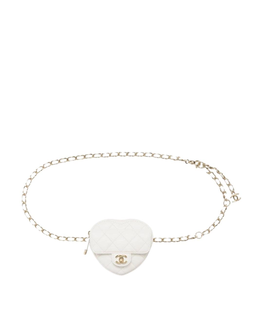 CHANEL Белая кожаная поясная сумка, фото 1