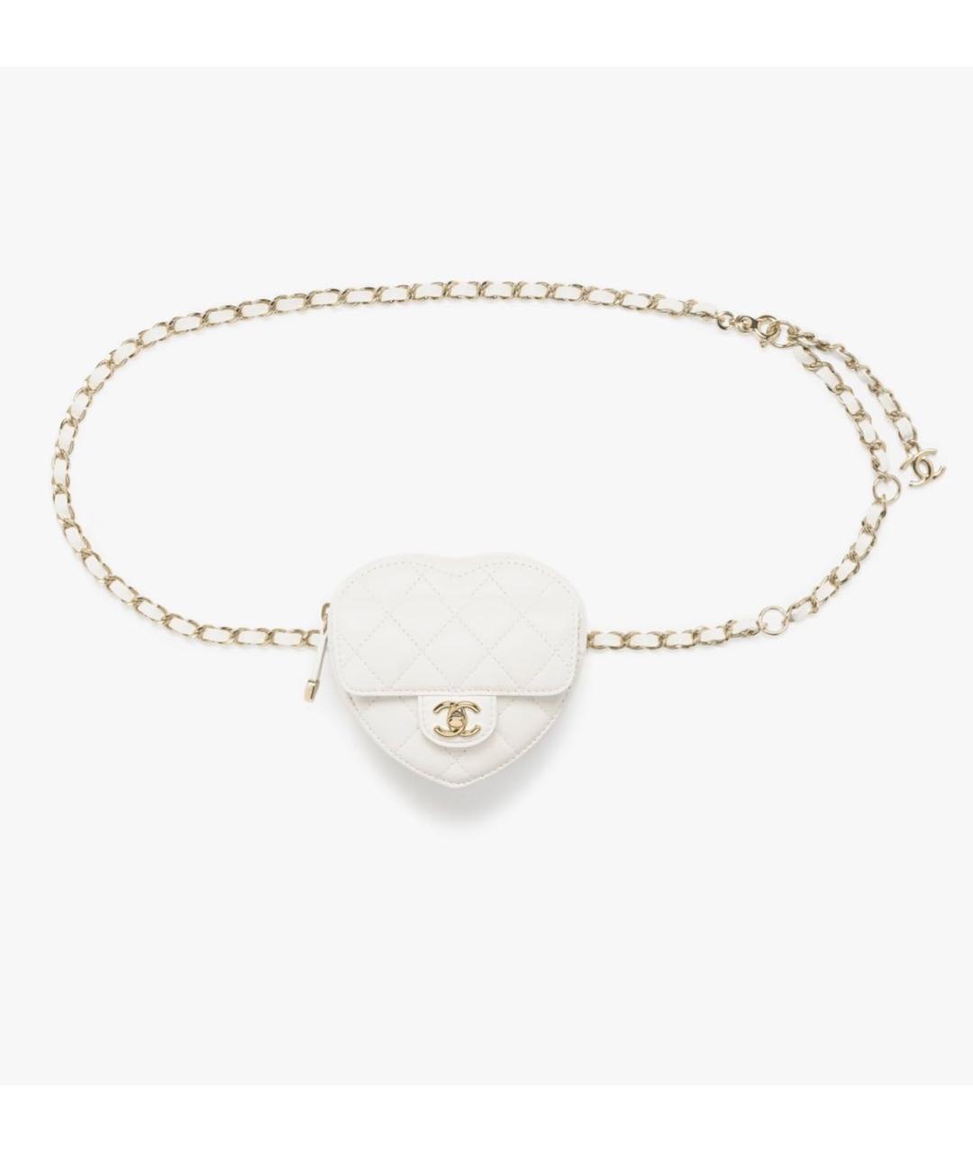 CHANEL Белая кожаная поясная сумка, фото 3
