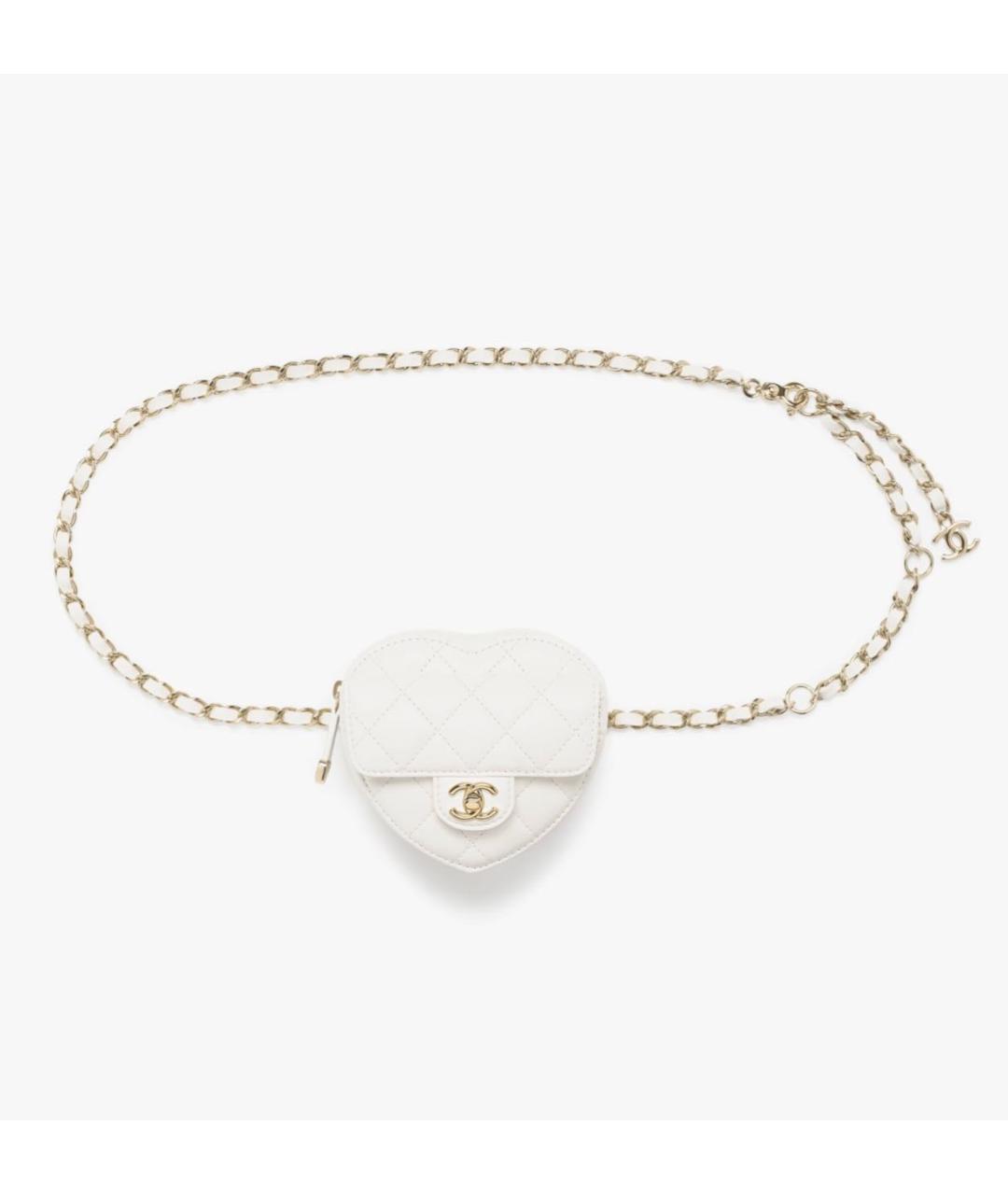 CHANEL Белая кожаная поясная сумка, фото 2