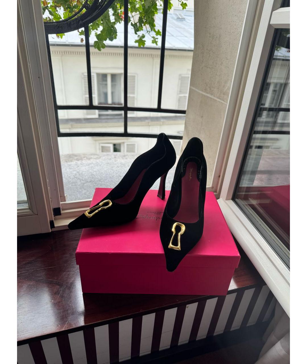 SCHIAPARELLI Черные бархатные туфли, фото 2