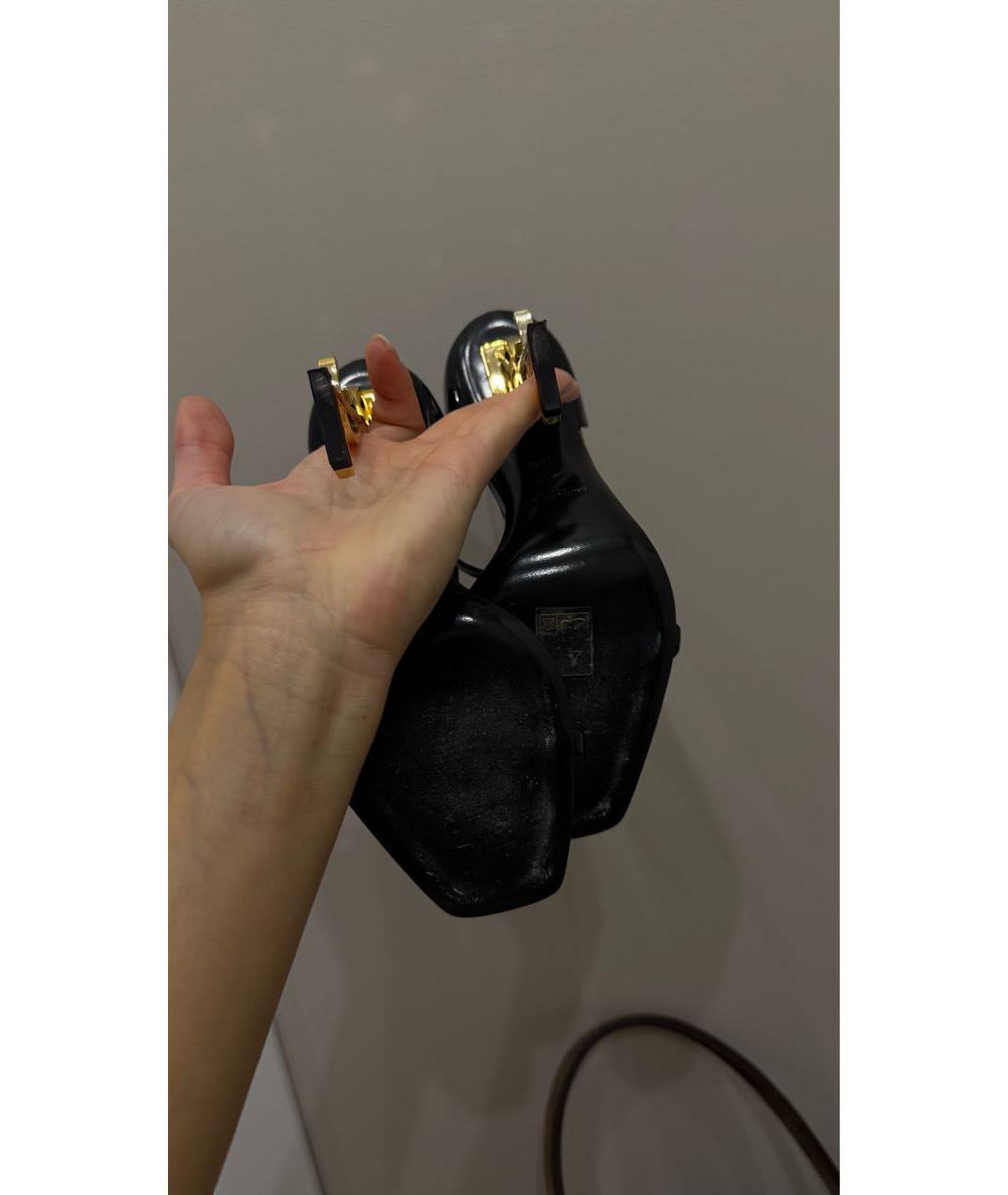 SAINT LAURENT Черные босоножки из лакированной кожи, фото 5