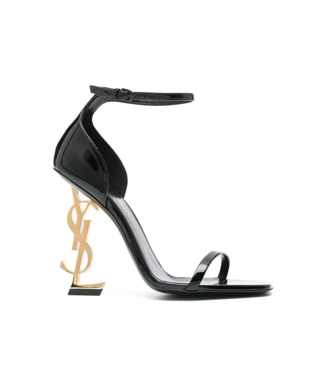 SAINT LAURENT Черные босоножки из лакированной кожи, фото 8