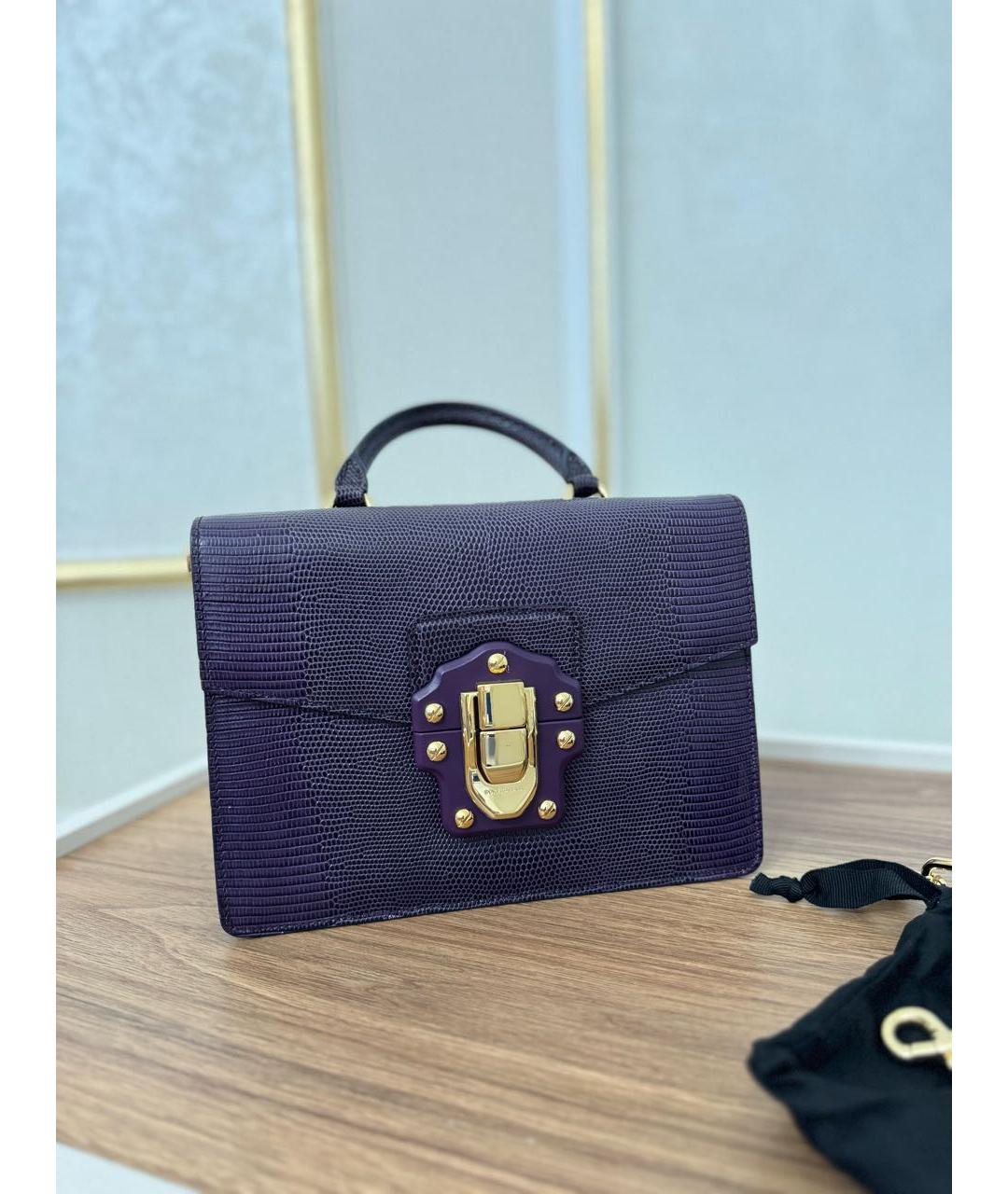 DOLCE&GABBANA Фиолетовая кожаная сумка с короткими ручками, фото 5