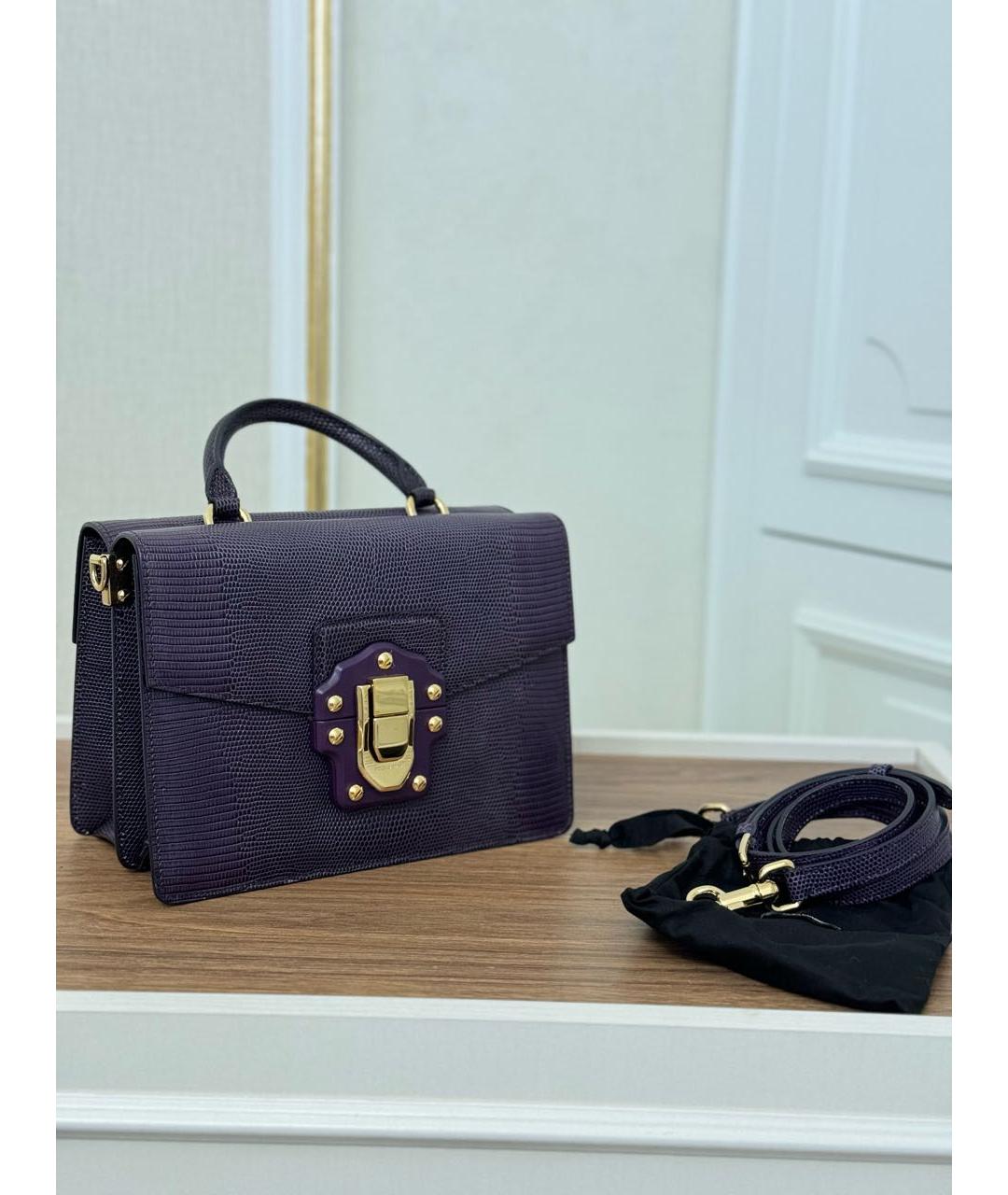 DOLCE&GABBANA Фиолетовая кожаная сумка с короткими ручками, фото 4