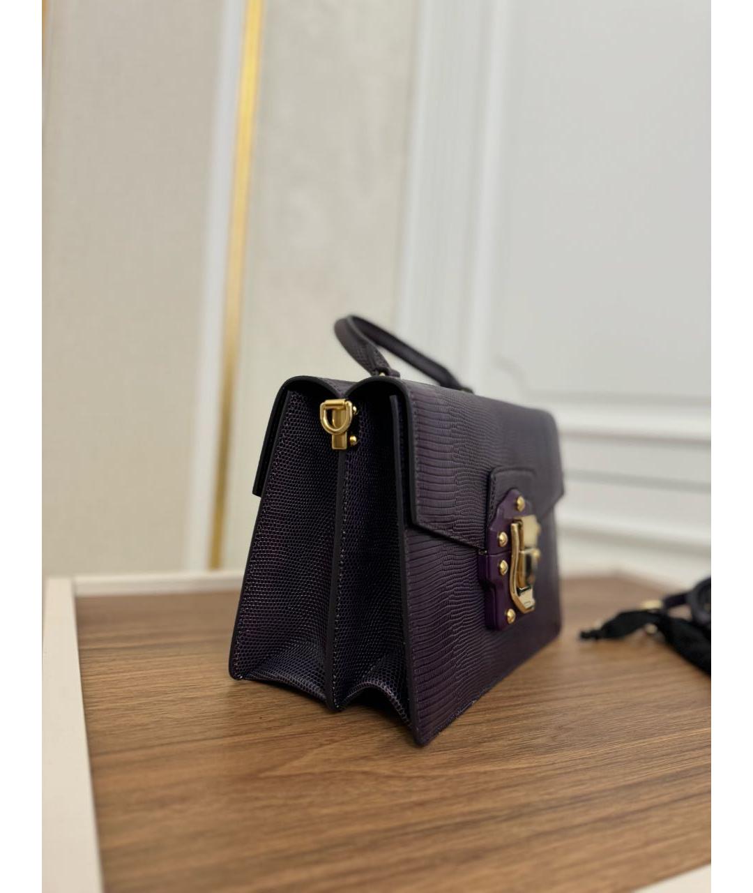 DOLCE&GABBANA Фиолетовая кожаная сумка с короткими ручками, фото 3