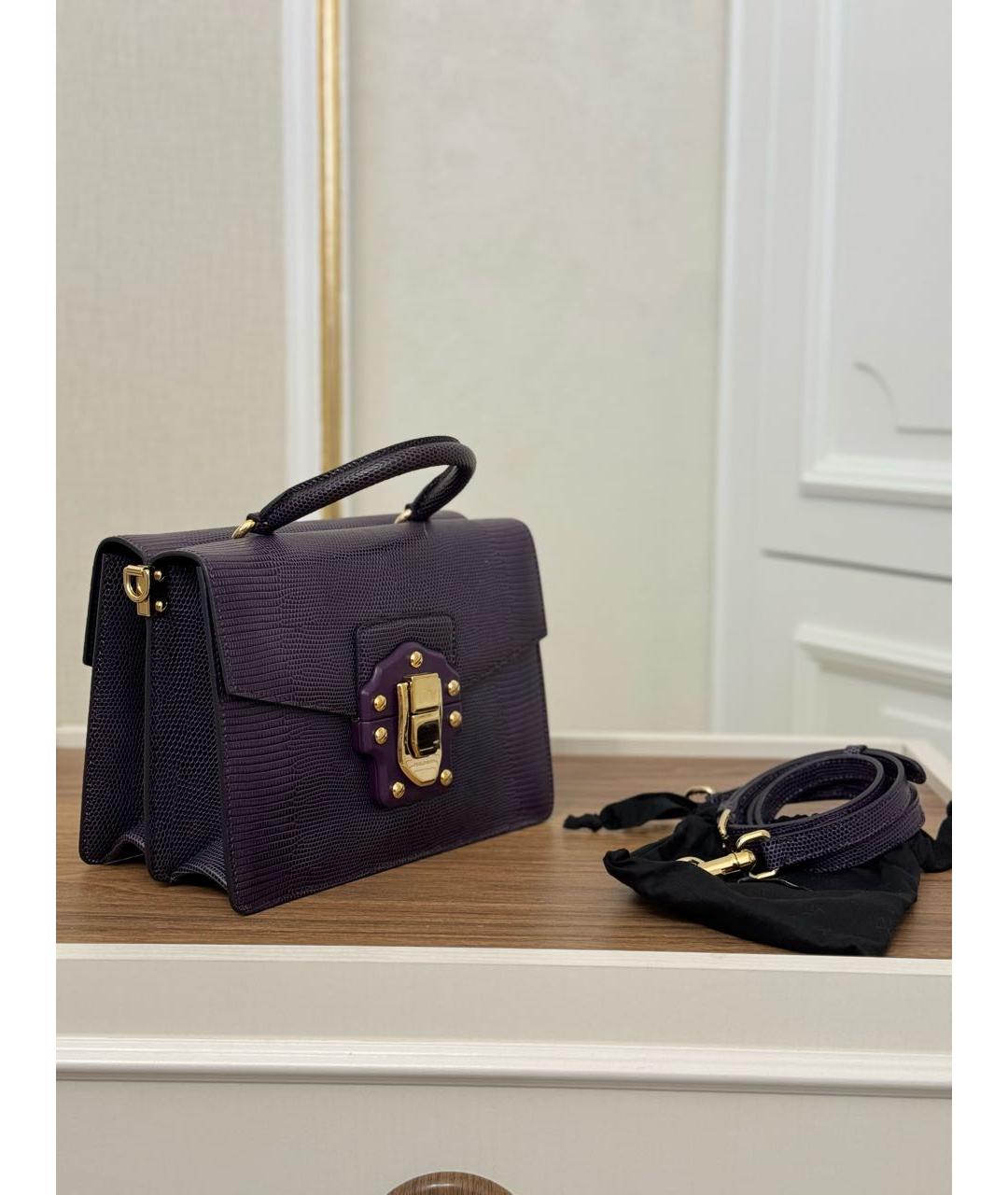 DOLCE&GABBANA Фиолетовая кожаная сумка с короткими ручками, фото 2