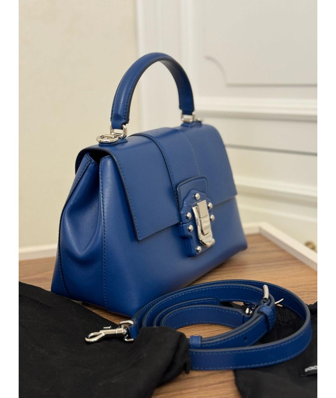 DOLCE&GABBANA Синяя кожаная сумка через плечо, фото 3