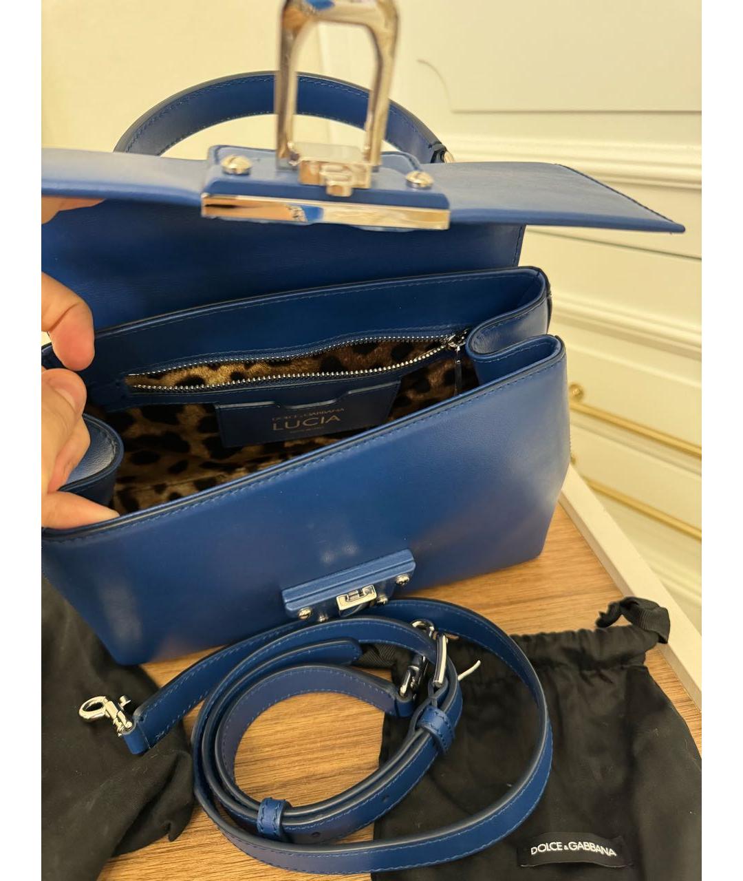 DOLCE&GABBANA Синяя кожаная сумка через плечо, фото 4