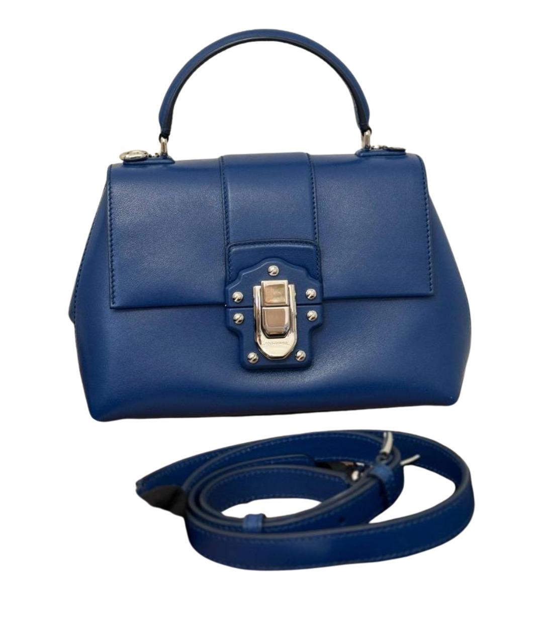 DOLCE&GABBANA Синяя кожаная сумка через плечо, фото 7