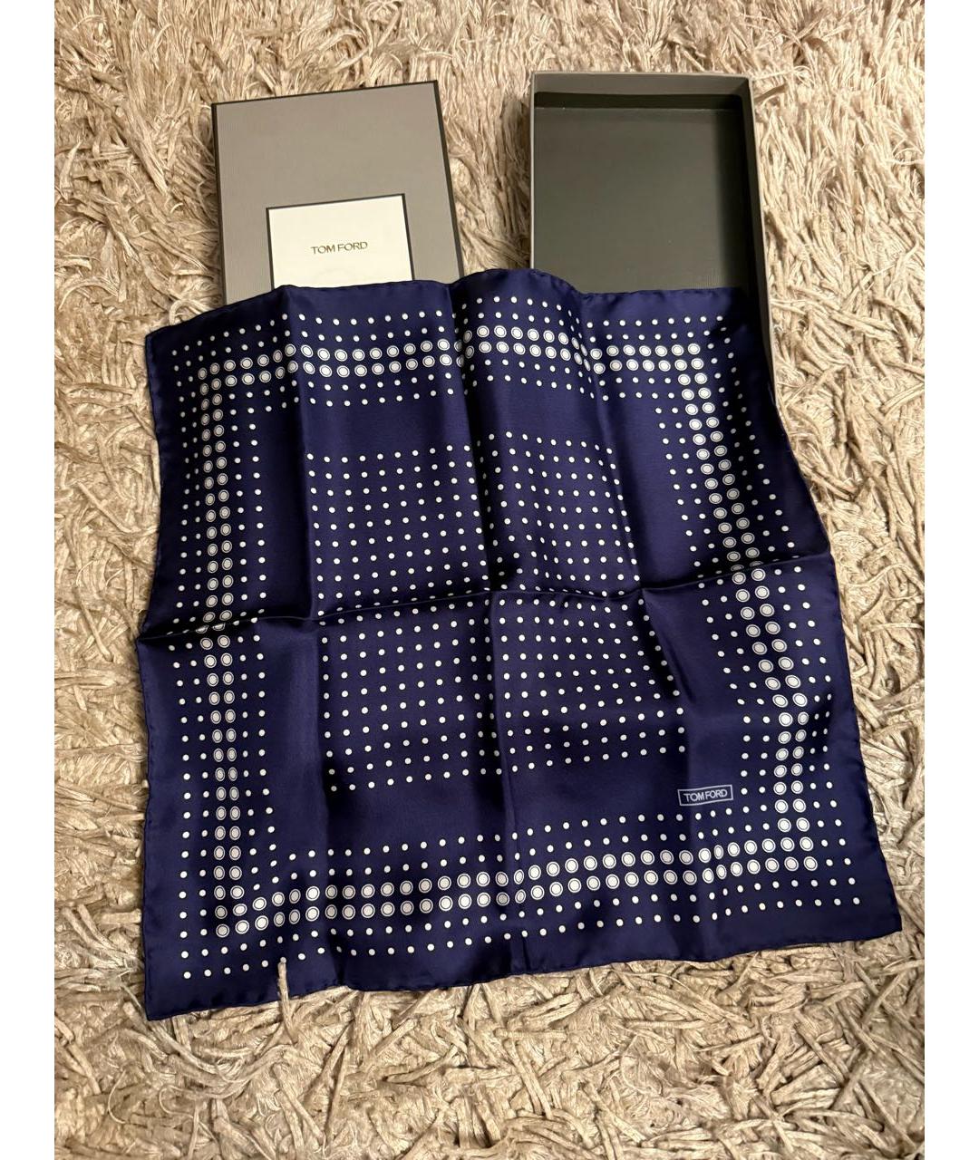 TOM FORD Синий шелковый платок, фото 3