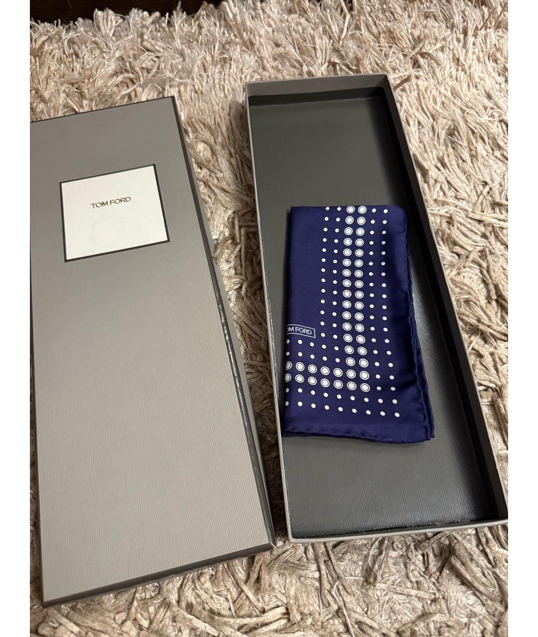 TOM FORD Синий шелковый платок, фото 4