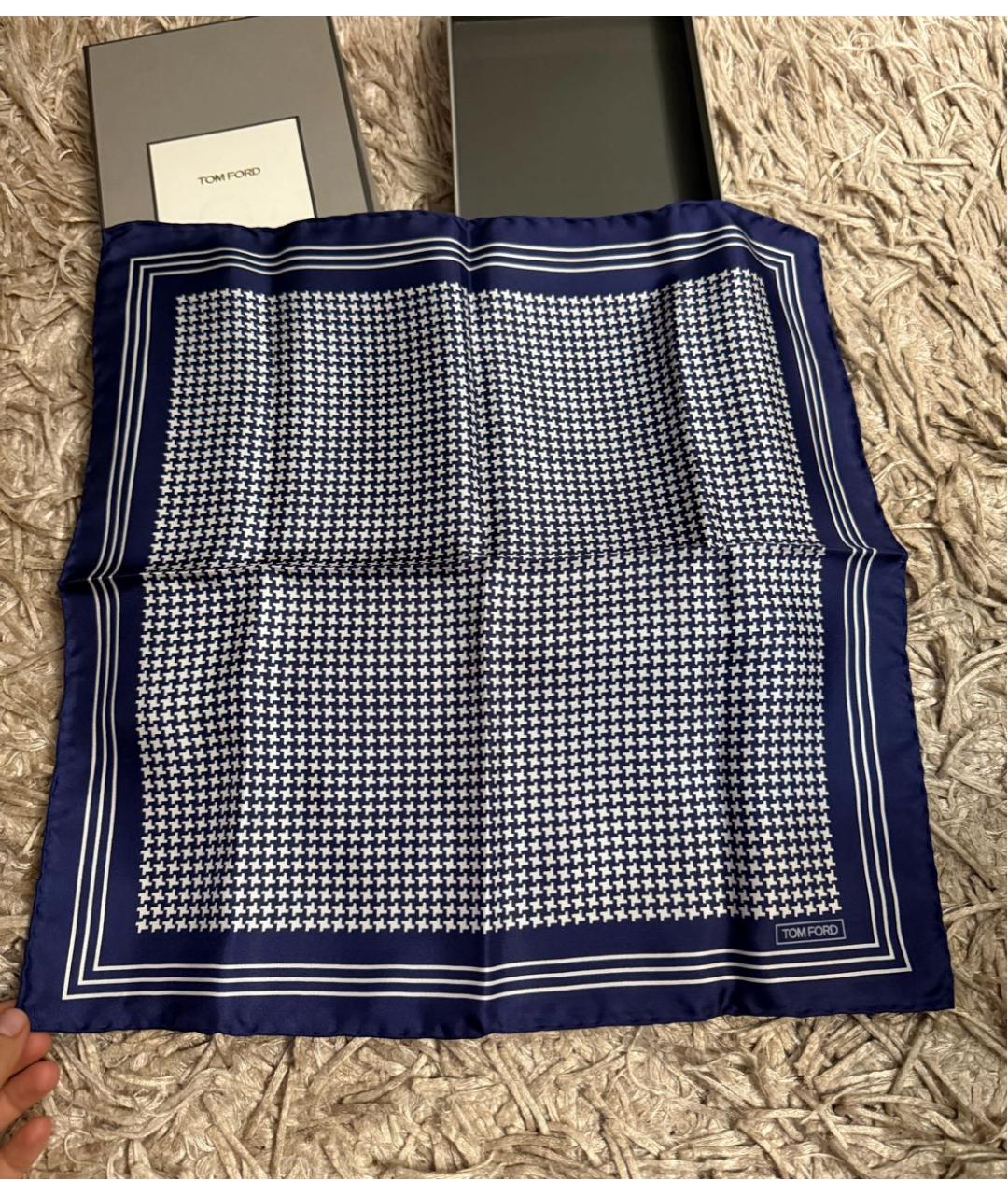 TOM FORD Синий шелковый платок, фото 5