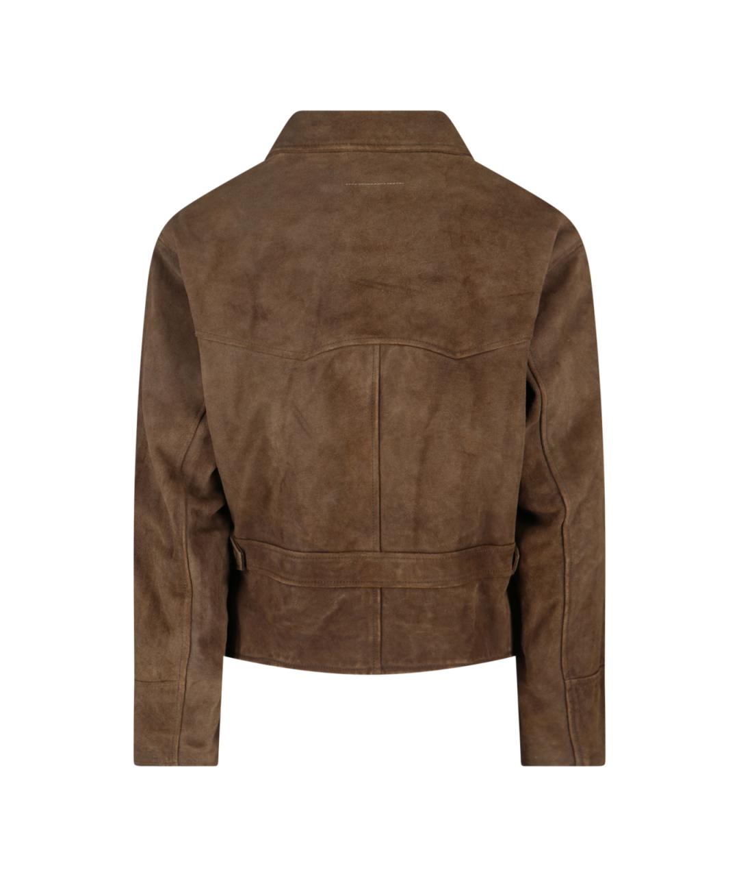 MM6 MAISON MARGIELA Коричневая замшевая куртка, фото 2