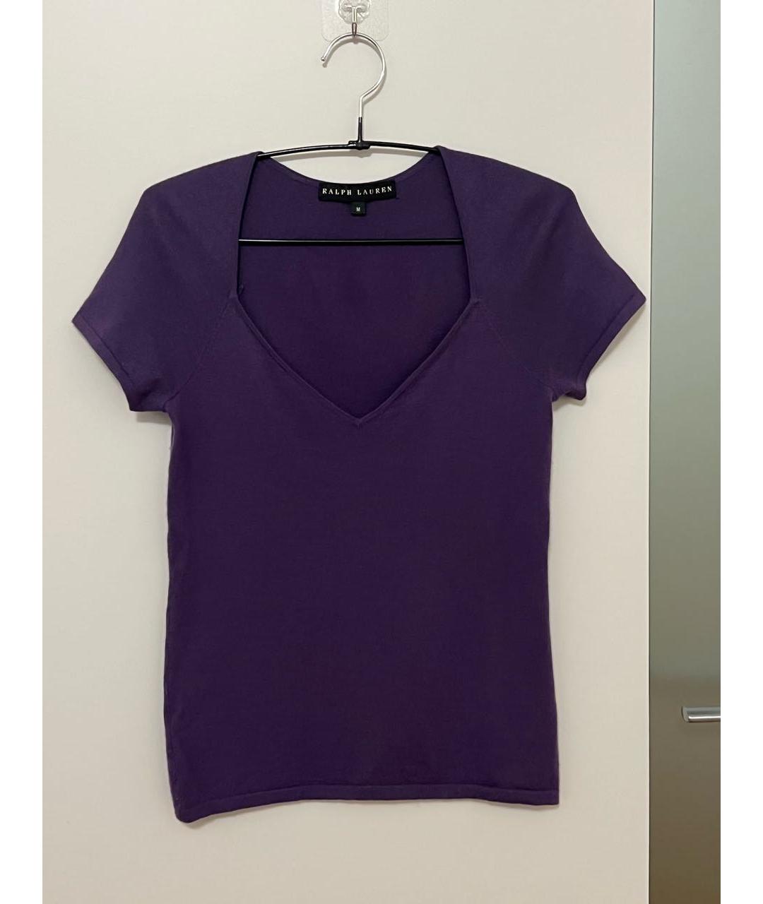 RALPH LAUREN Фиолетовая кашемировая футболка, фото 8