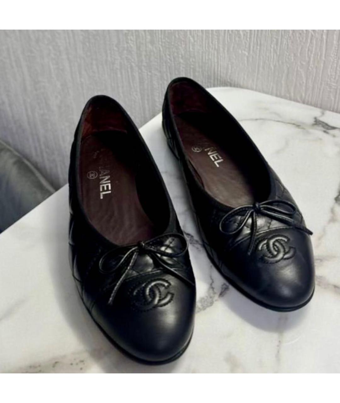 CHANEL Черные кожаные балетки, фото 4
