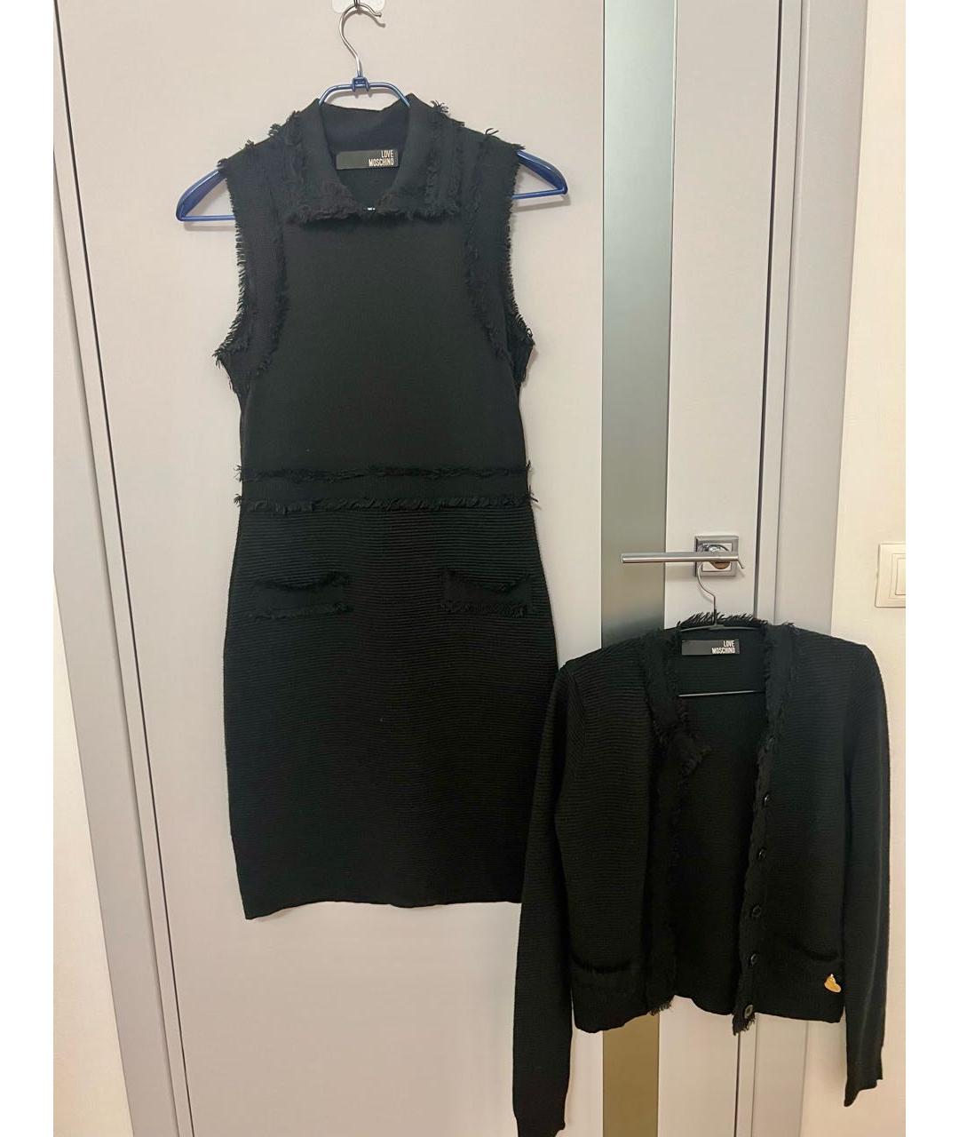 LOVE MOSCHINO Черный шерстяной костюм с юбками, фото 5