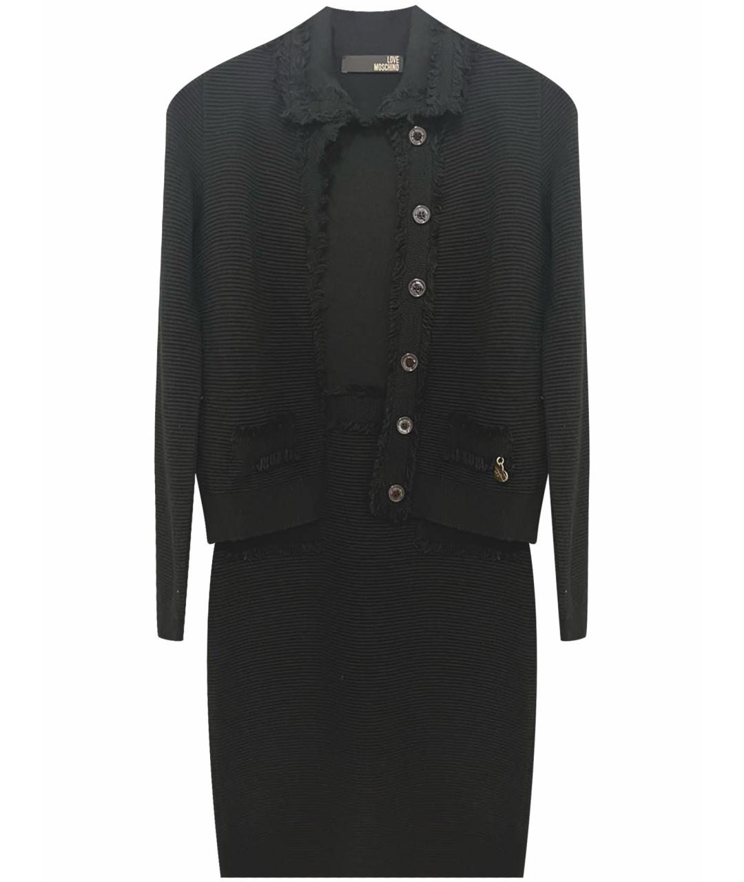 LOVE MOSCHINO Черный шерстяной костюм с юбками, фото 1