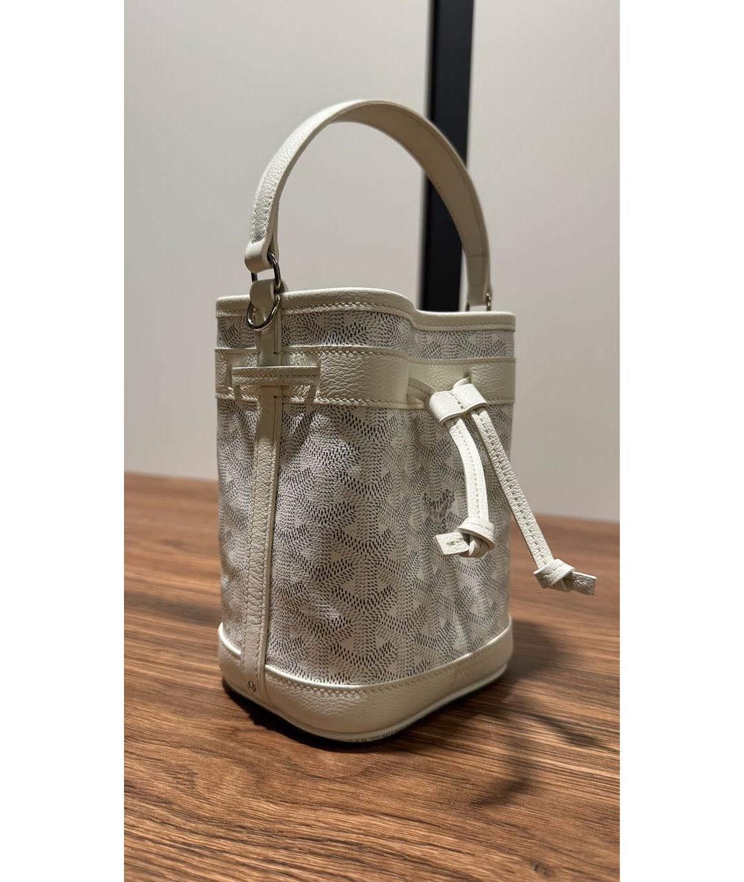 GOYARD Белая кожаная сумка с короткими ручками, фото 2