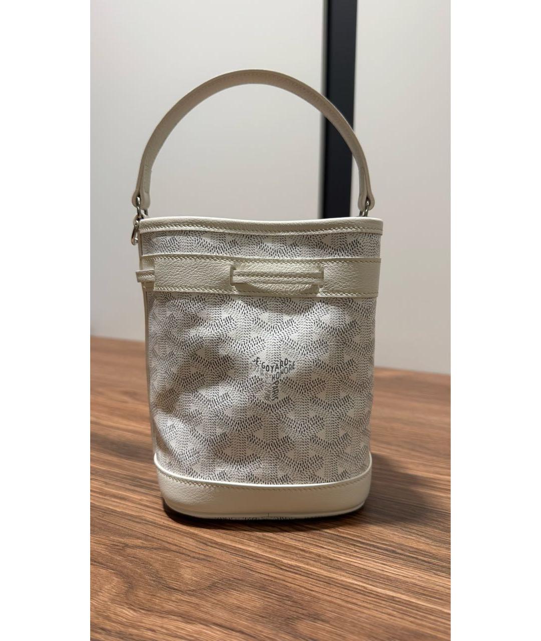 GOYARD Белая кожаная сумка с короткими ручками, фото 3