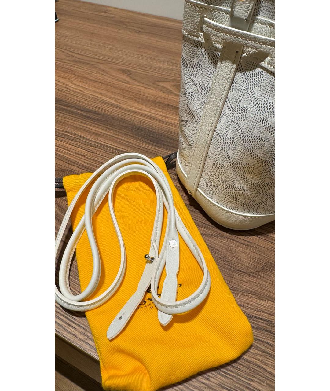 GOYARD Белая кожаная сумка с короткими ручками, фото 5