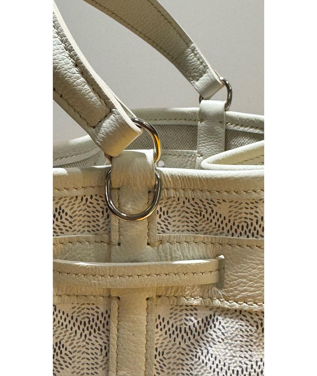 GOYARD Белая кожаная сумка с короткими ручками, фото 8