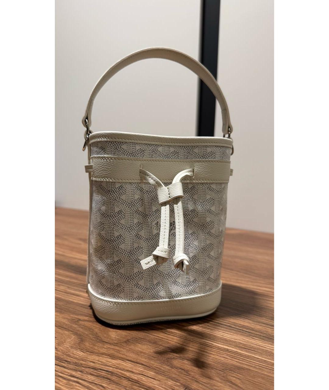 GOYARD Белая кожаная сумка с короткими ручками, фото 9