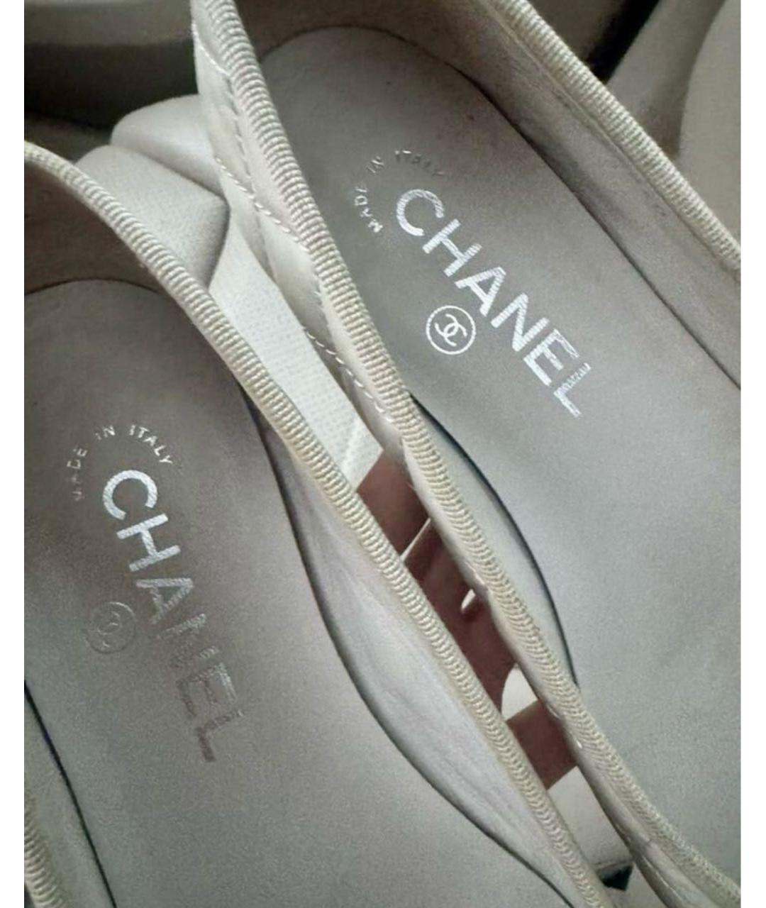 CHANEL Белые кожаные балетки, фото 5