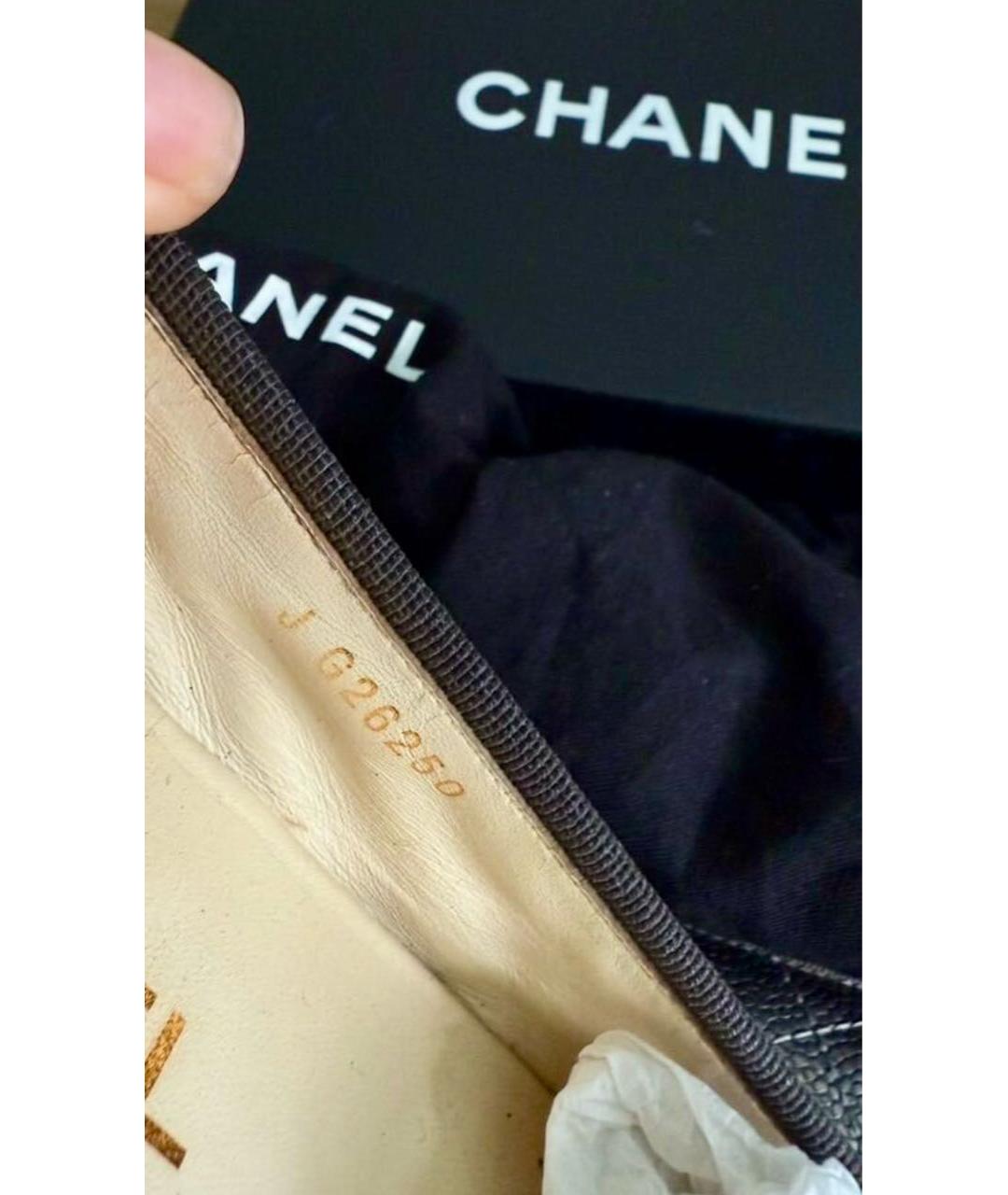 CHANEL Антрацитовые кожаные балетки, фото 5