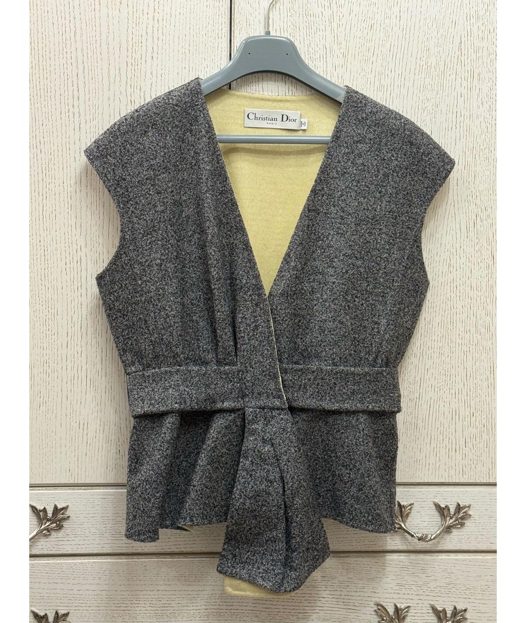 CHRISTIAN DIOR Серый шерстяной жилет, фото 5