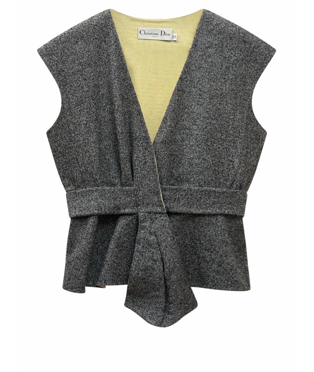 CHRISTIAN DIOR Серый шерстяной жилет, фото 1