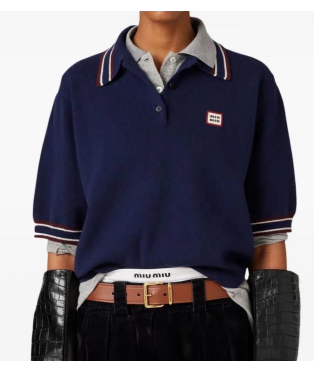 MIU MIU Темно-синий шерстяной джемпер / свитер, фото 2