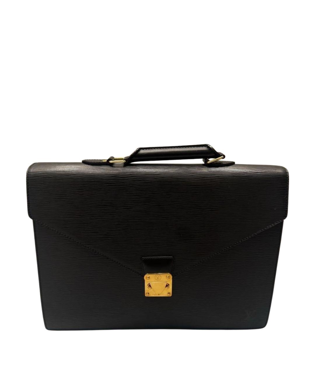 LOUIS VUITTON Черный кожаный портфель, фото 1