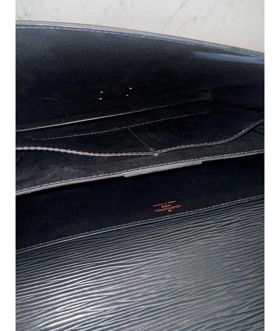 LOUIS VUITTON Черный кожаный портфель, фото 4