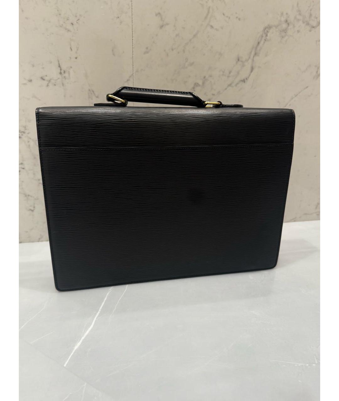 LOUIS VUITTON Черный кожаный портфель, фото 3