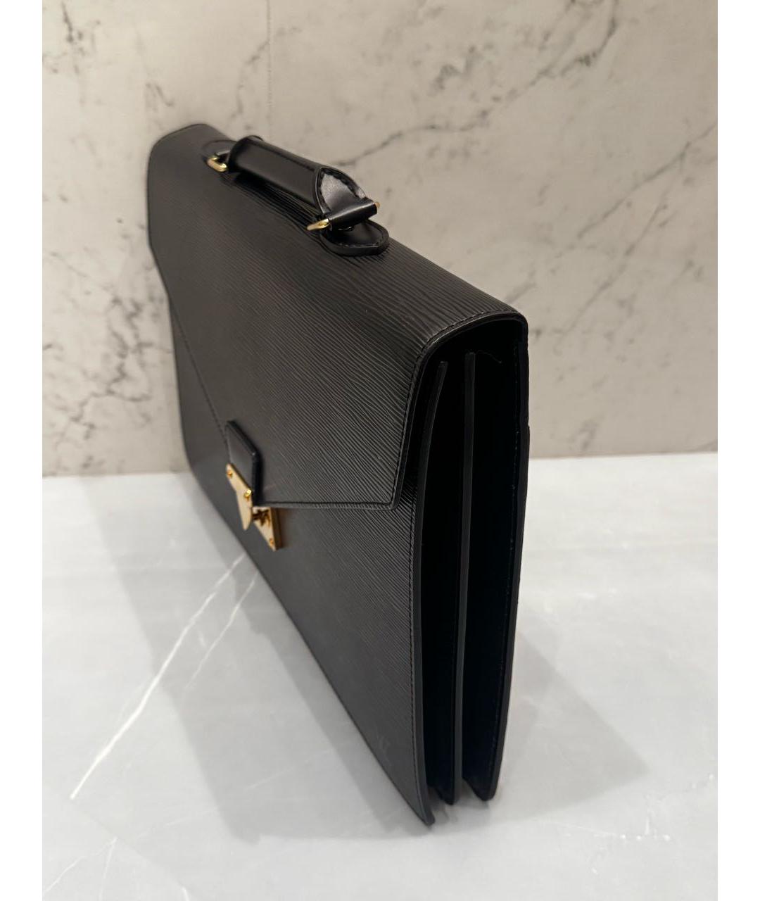 LOUIS VUITTON Черный кожаный портфель, фото 2