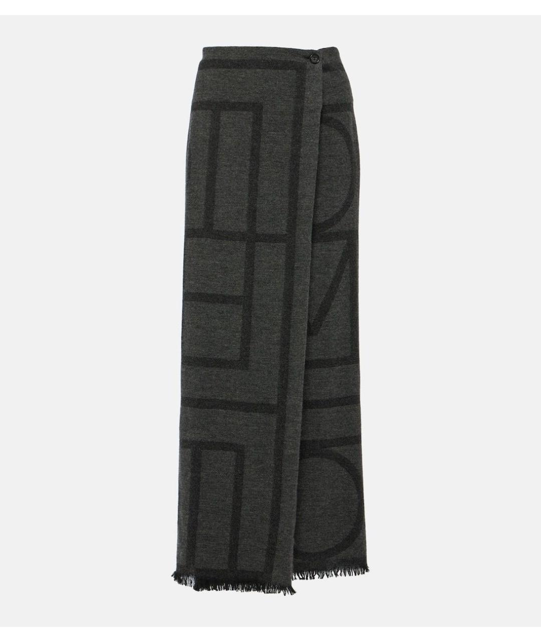 TOTEME Антрацитовая шерстяная юбка макси, фото 5