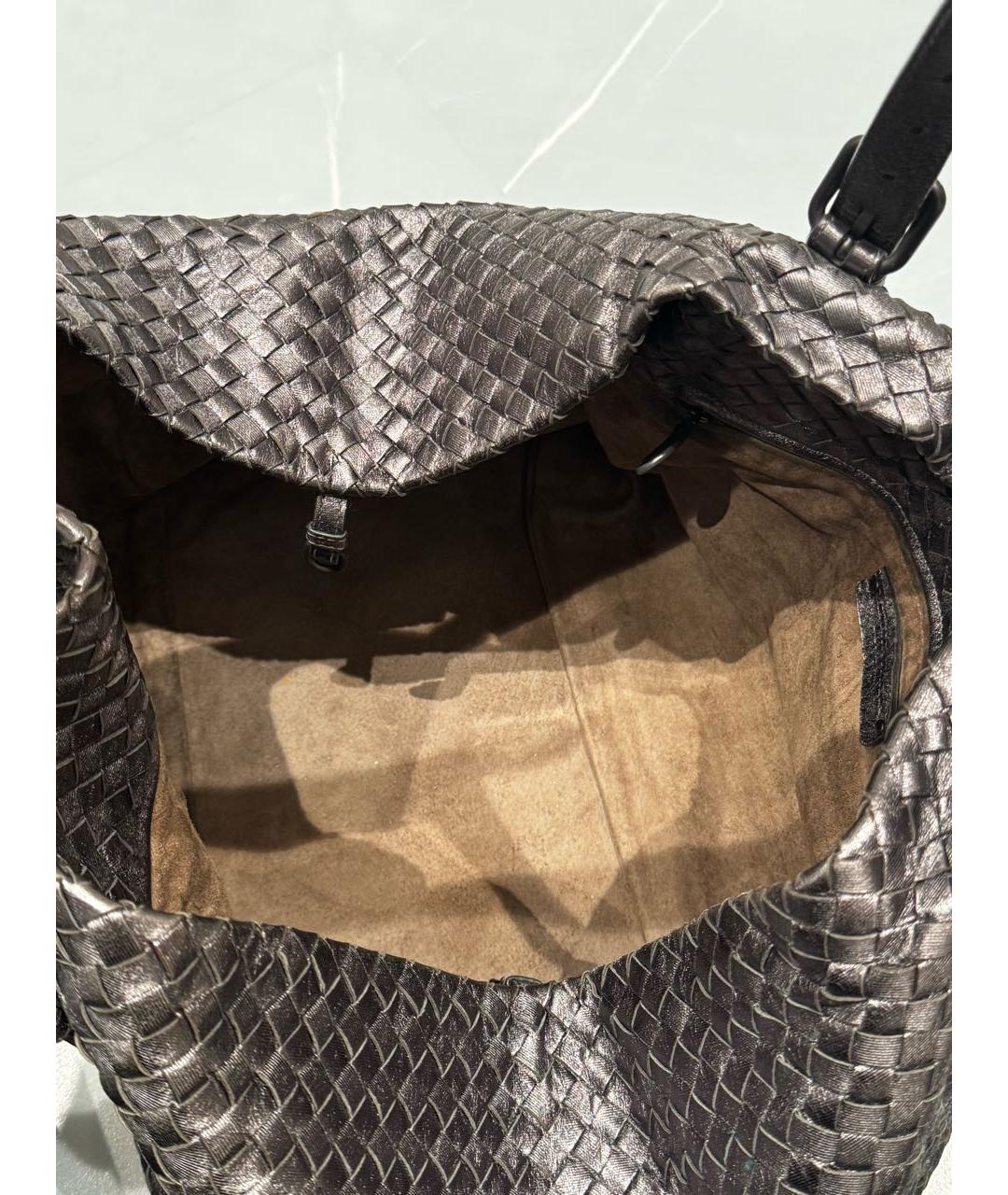 BOTTEGA VENETA Серебряная кожаная сумка тоут, фото 4