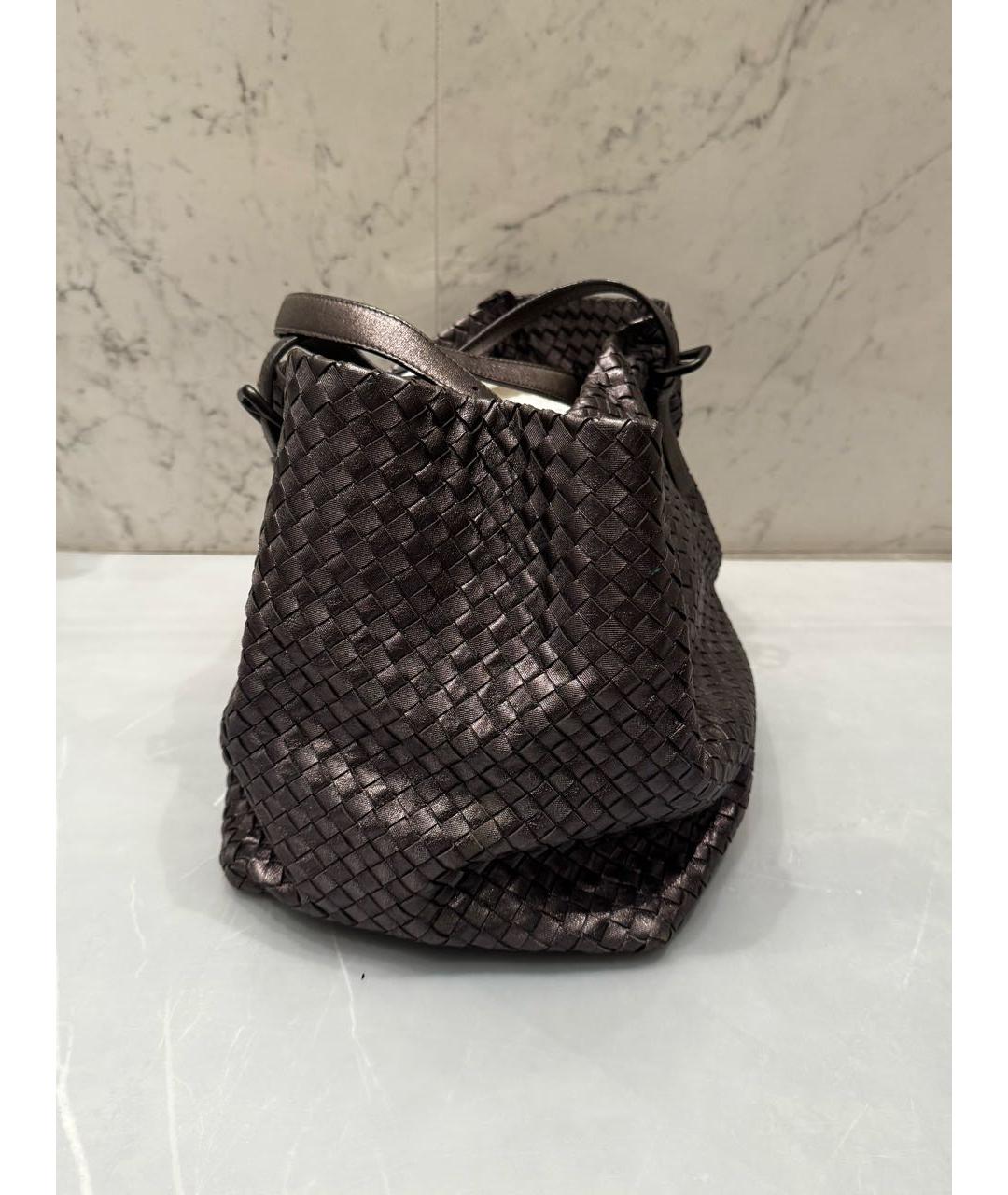 BOTTEGA VENETA Серебряная кожаная сумка тоут, фото 2