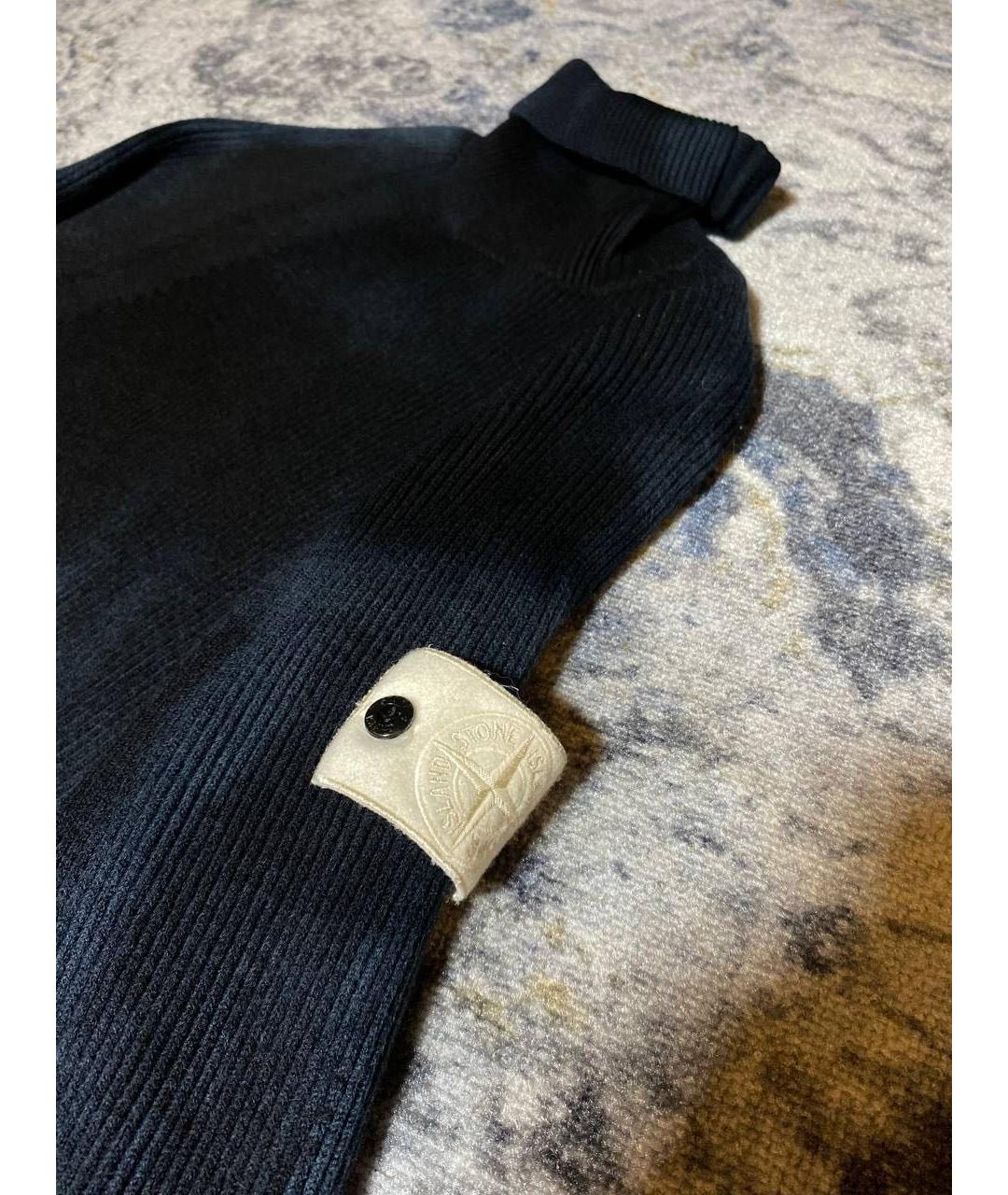 STONE ISLAND Черная шерстяная водолазка, фото 5