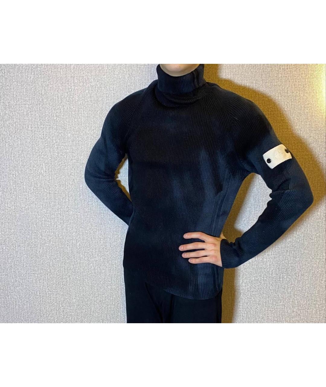 STONE ISLAND Черная шерстяная водолазка, фото 2