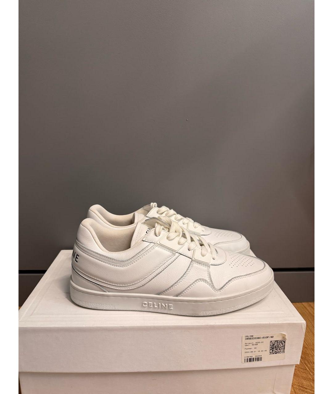 CELINE Белые кожаные кеды, фото 5