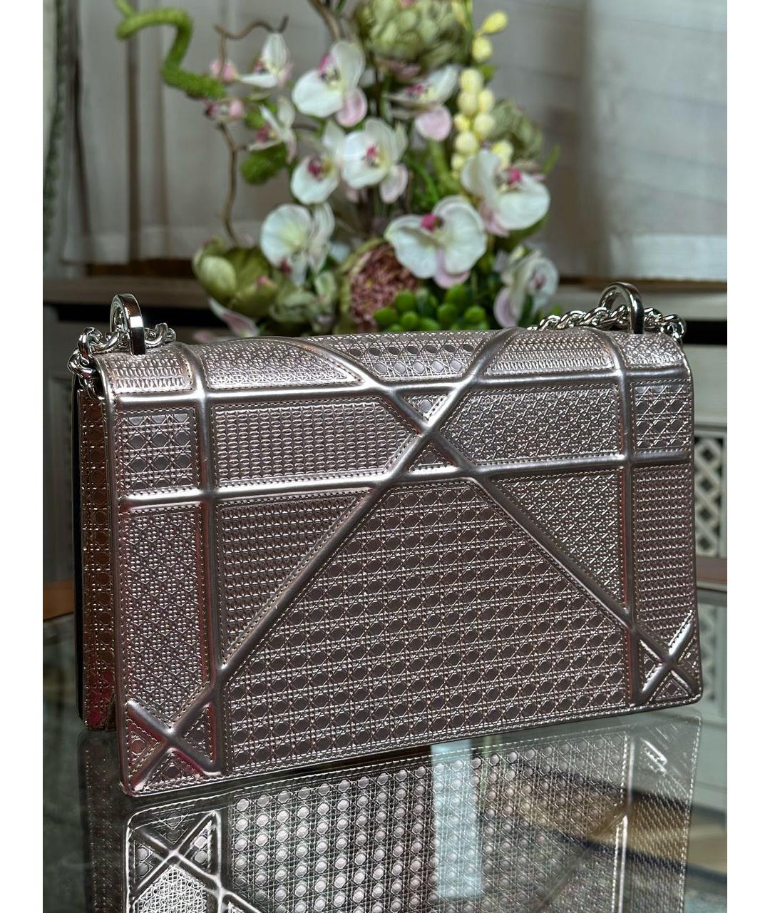 CHRISTIAN DIOR Золотая кожаная сумка через плечо, фото 4